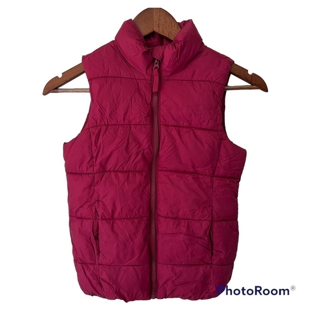Old Navy Burgundy Sleeveless Puffer Vest, Zip Front, 2 Pockets, M (8)